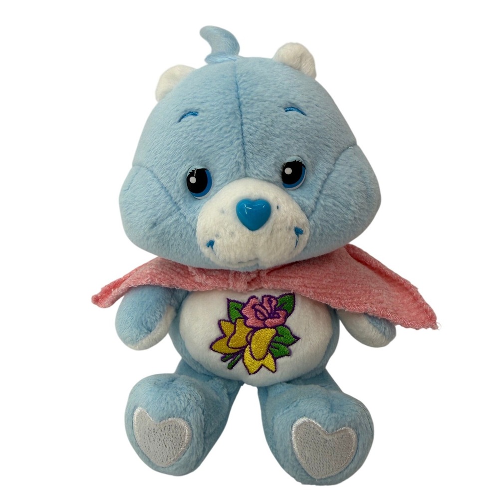 Care Bears Grams Bear Plush Blue Pink Shawl 8 inch Carlton Cards Vintage Toy